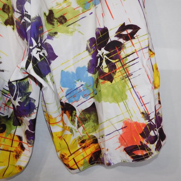 Body Glove Mens 38 White Purple Yellow Floral Hibiscus Board Shorts unlined - Picture 10 of 10